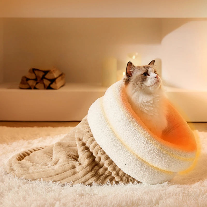 Saco Cueva para Gatos – Cálido, Suave y Semicerrado