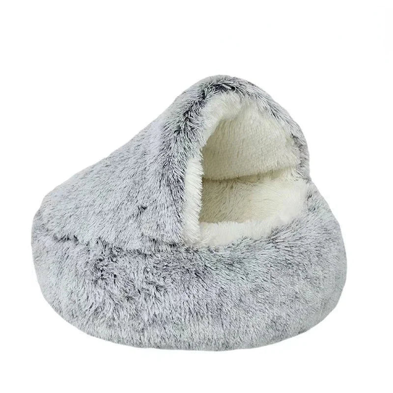 Cama Redonda de Felpa para Gatos y Perros Pequeños – Suavidad, calidez y confort en un diseño moderno y acogedor