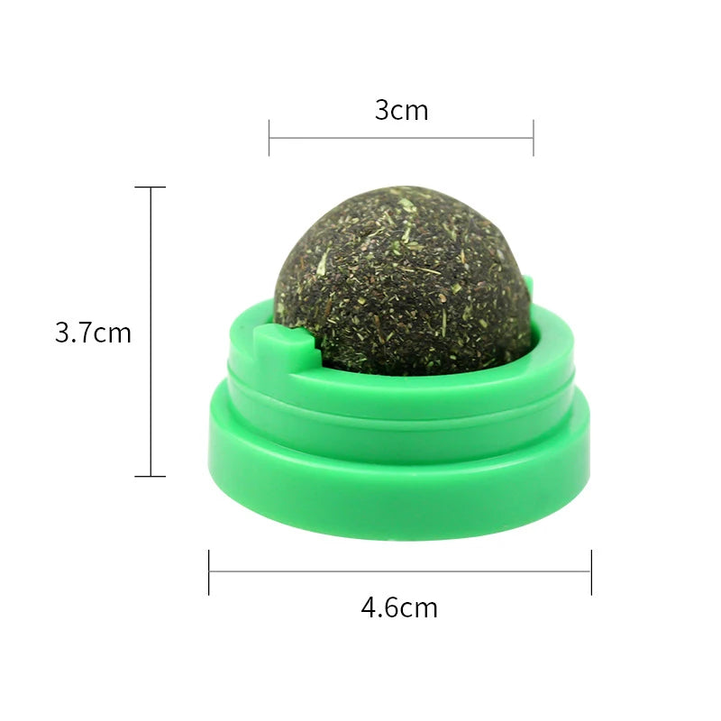 Pelota de hierba gatera natural adherible para gatos – Juguete y snack digestivo