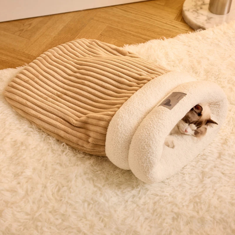 Saco Cueva para Gatos – Cálido, Suave y Semicerrado
