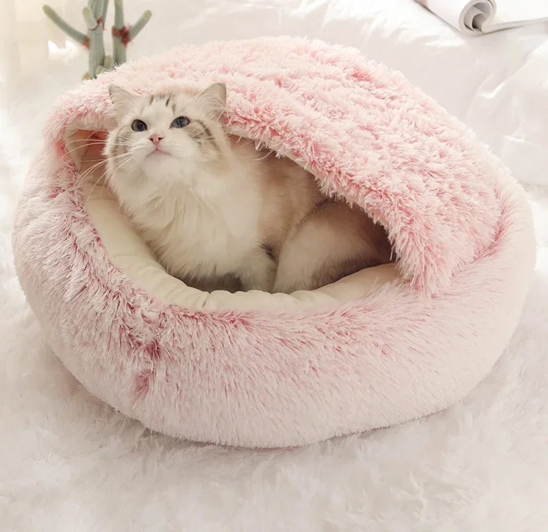 Cama Redonda de Felpa para Gatos y Perros Pequeños – Suavidad, calidez y confort en un diseño moderno y acogedor