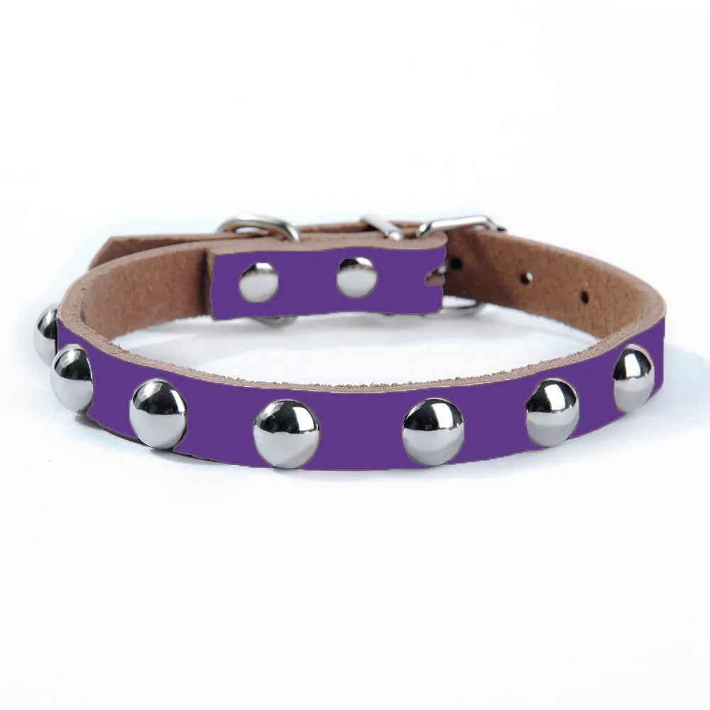 Collar de Cuero con Tachuelas para Perros y Gatos – Ajustable y Resistente