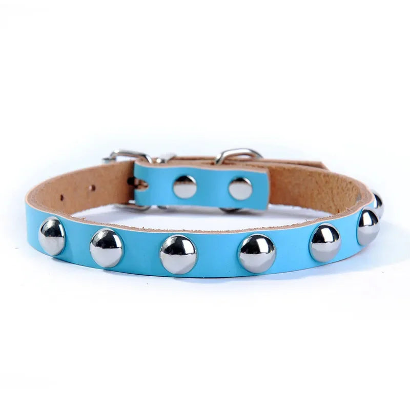 Collar de Cuero con Tachuelas para Perros y Gatos – Ajustable y Resistente
