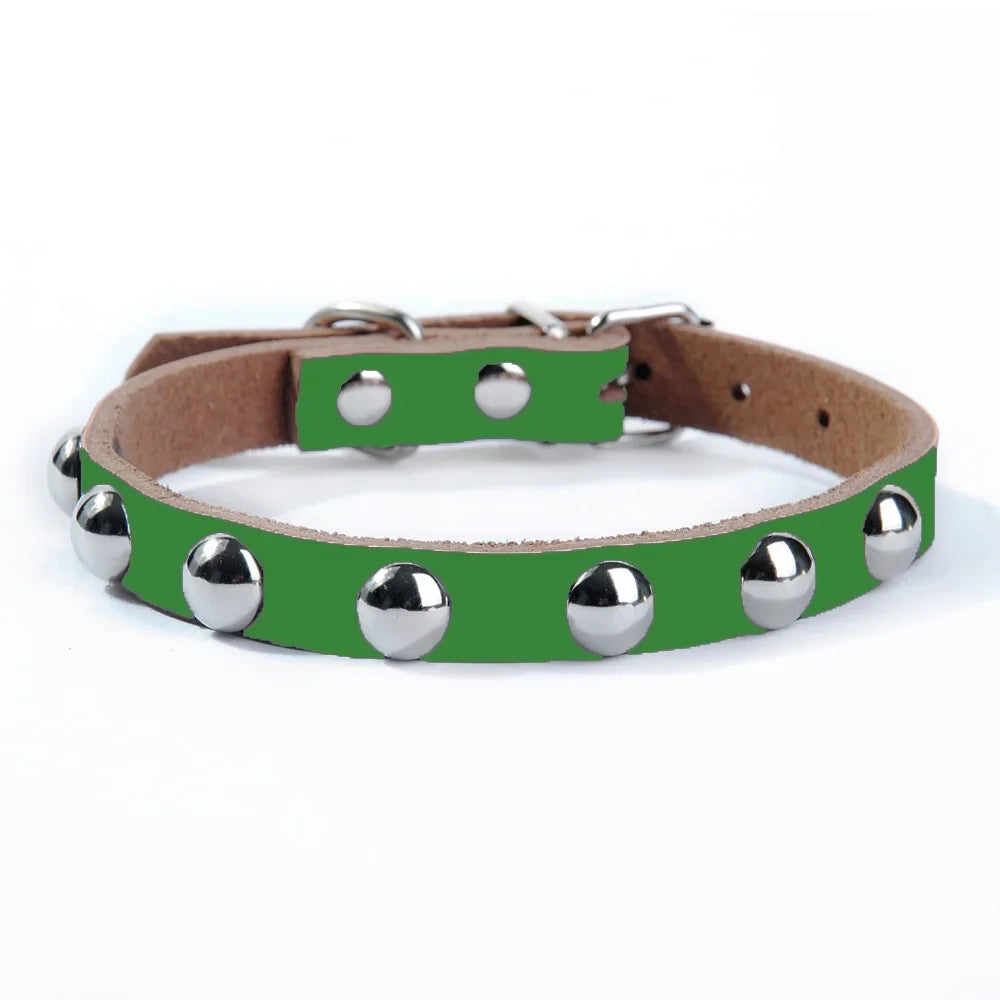 Collar de Cuero con Tachuelas para Perros y Gatos – Ajustable y Resistente