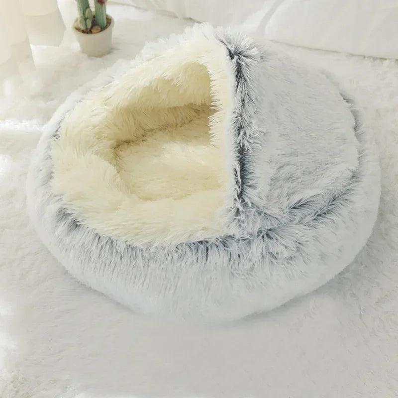 Cama Redonda de Felpa para Gatos y Perros Pequeños – Suavidad, calidez y confort en un diseño moderno y acogedor