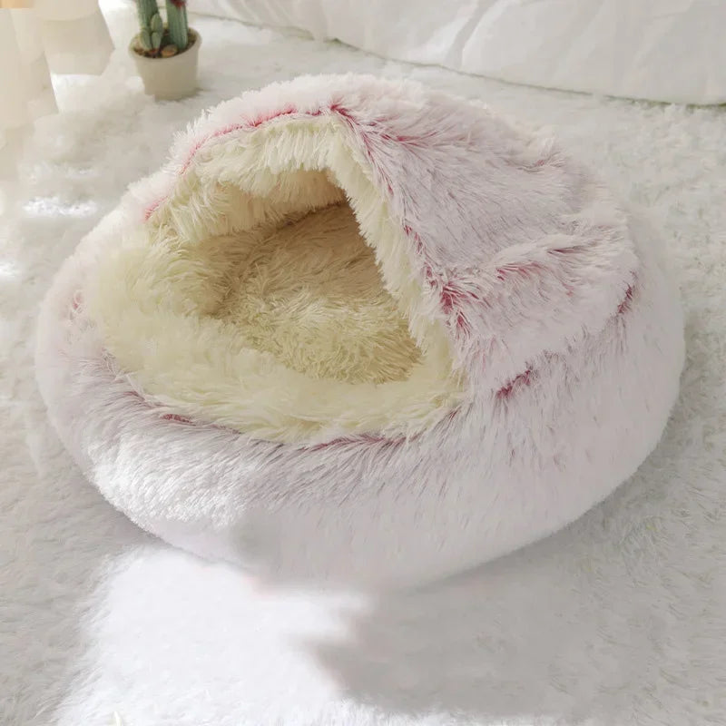 Cama Redonda de Felpa para Gatos y Perros Pequeños – Suavidad, calidez y confort en un diseño moderno y acogedor