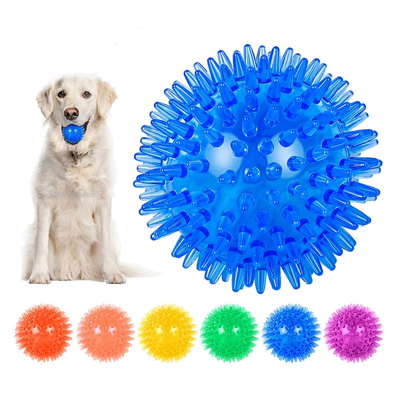 Pelota de goma TPR para perros – Limpieza dental y juego interactivo
