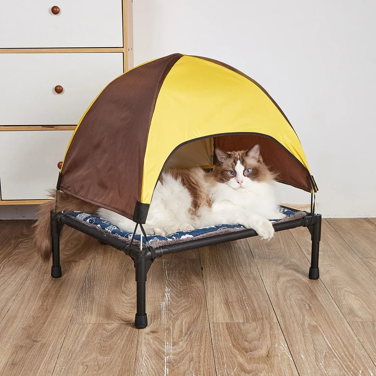 Cama Tipo Tienda para Gatos – Cálida, Confortable y Portátil