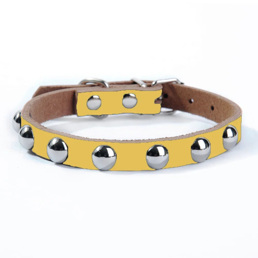 Collar de Cuero con Tachuelas para Perros y Gatos – Ajustable y Resistente