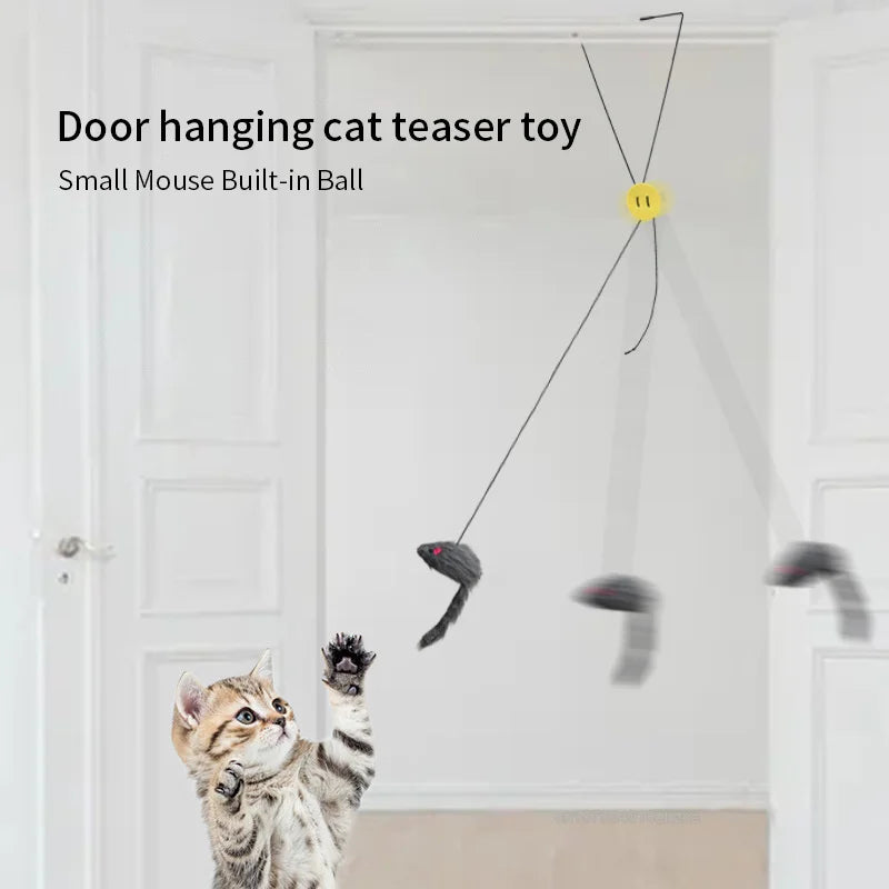 Juguete colgante con plumas y sonido para gatos – Interactivo y divertido