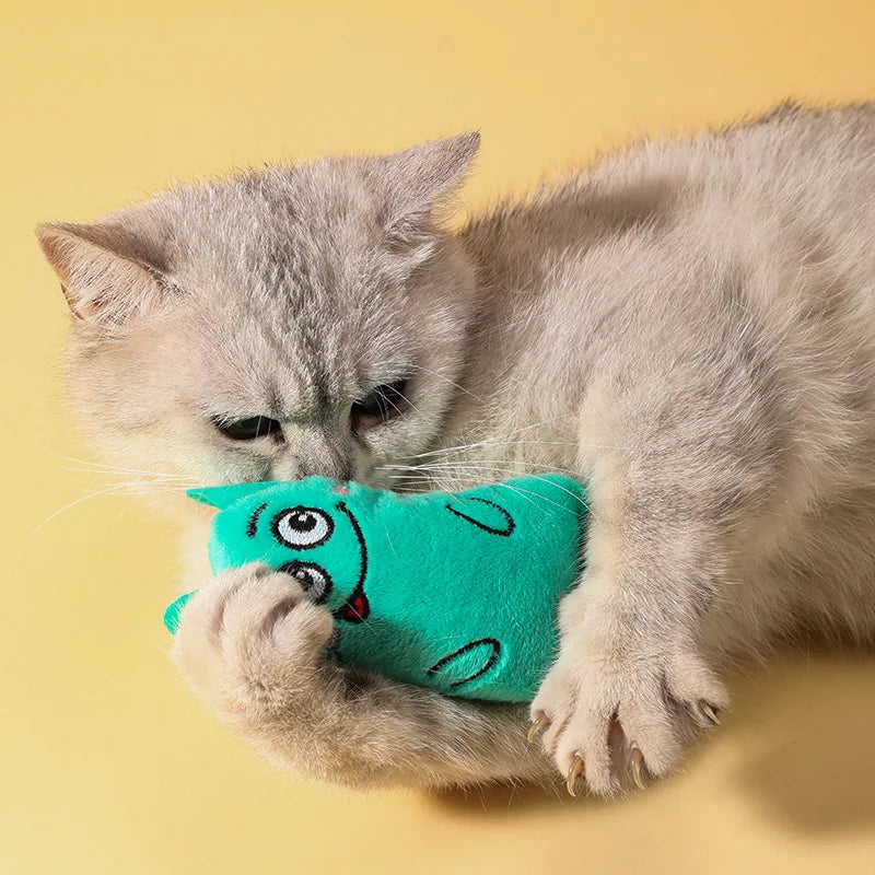 Juguete de peluche con catnip para gatos – Forma de animal y relleno de menta gatuna
