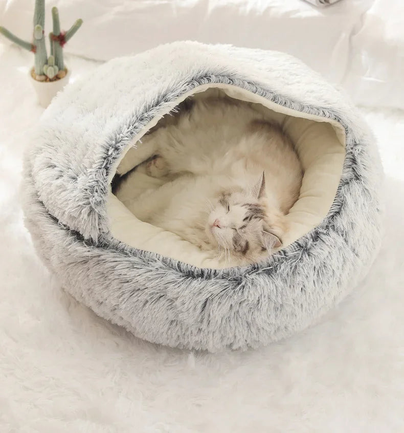 Cama Redonda de Felpa para Gatos y Perros Pequeños – Suavidad, calidez y confort en un diseño moderno y acogedor