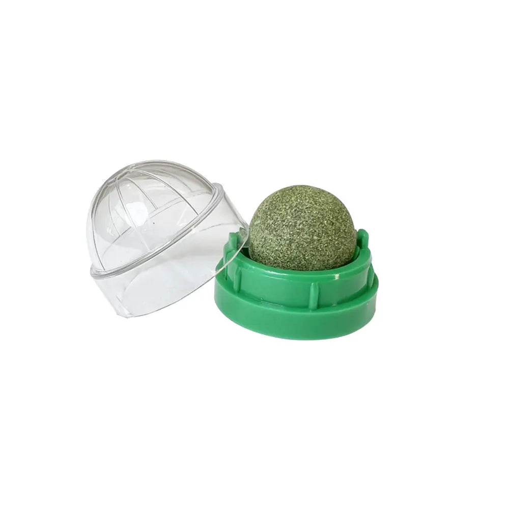 Pelota de hierba gatera natural adherible para gatos – Juguete y snack digestivo