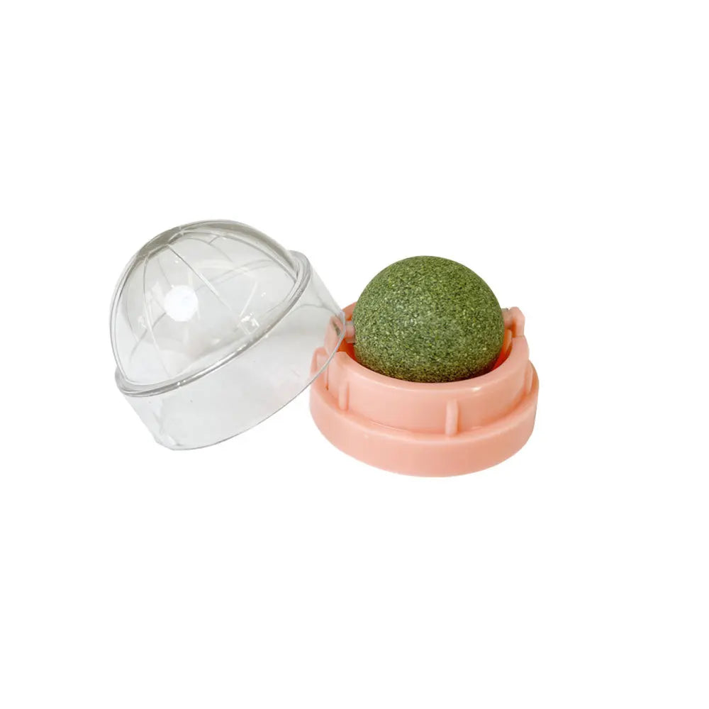 Pelota de hierba gatera natural adherible para gatos – Juguete y snack digestivo