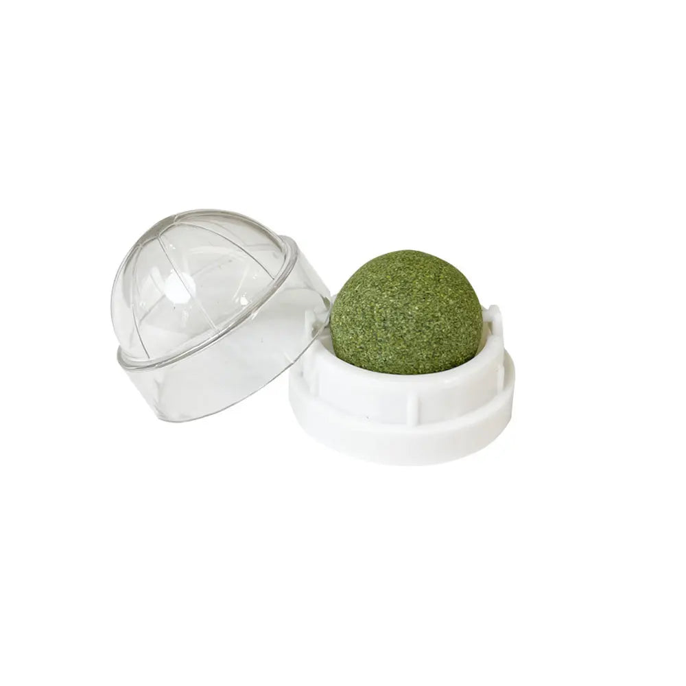 Pelota de hierba gatera natural adherible para gatos – Juguete y snack digestivo