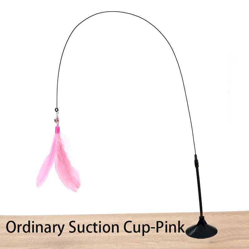 Juguete interactivo con plumas, campana y ventosa para gatos