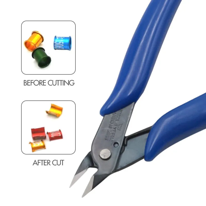 Alicates cortadores de aros metálicos para aves y palomas