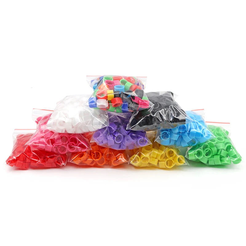 100 Piezas de aros para patas de aves en colores variados, plástico de alta calidad