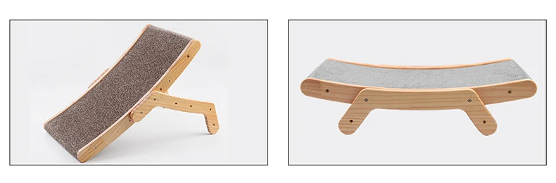 Rascador en madera para gatos con multiple niveles y accesorios de instalación