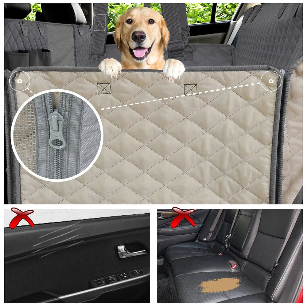 Funda impermeable y multifuncional para el asiento trasero del coche para perros y gatos