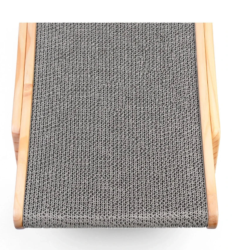 Rascador en madera para gatos con multiple niveles y accesorios de instalación