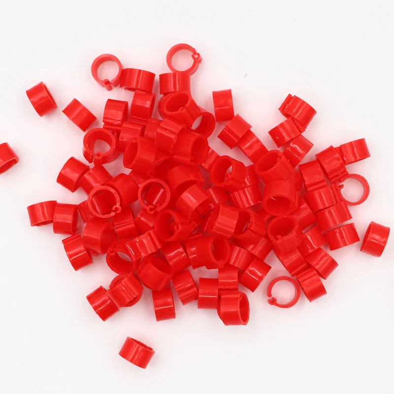 100 Piezas de aros para patas de aves en colores variados, plástico de alta calidad