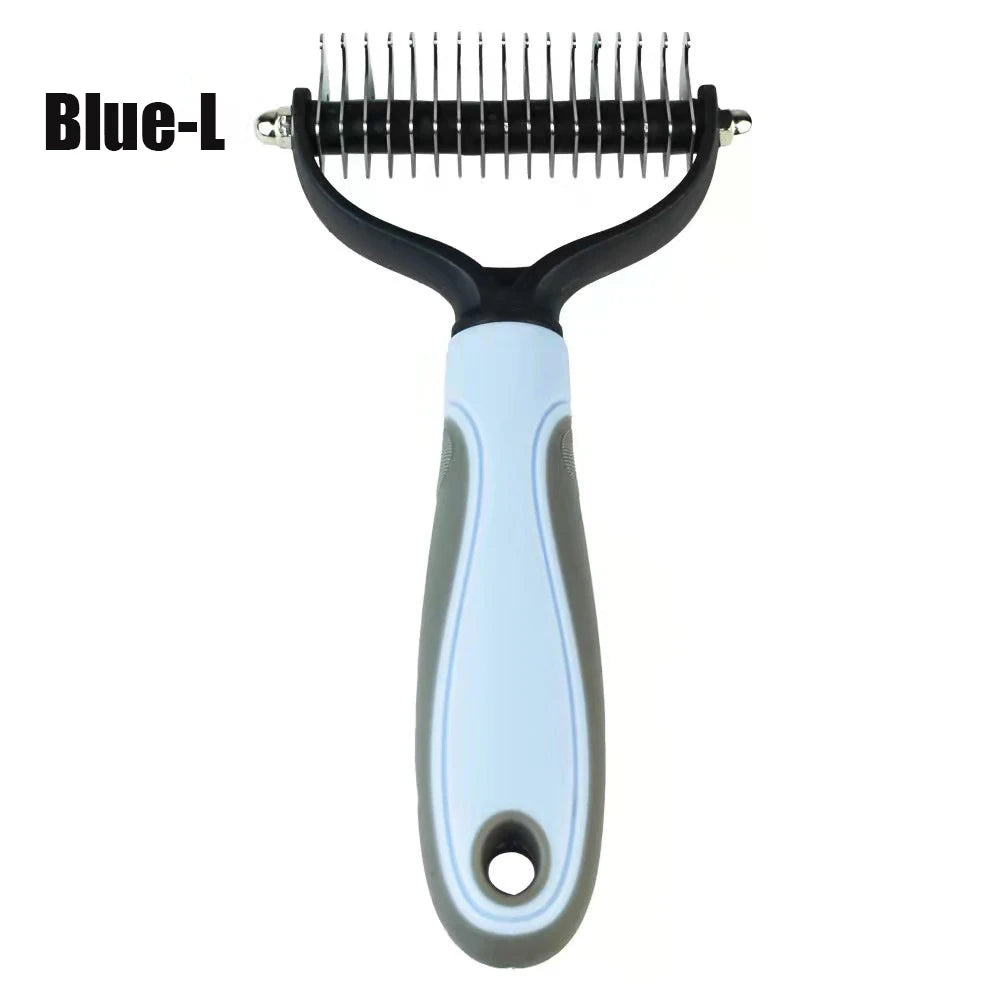 Cepillo Doble Cara para Perros y Gatos - Desenredador y Deshedding, Seguro para la piel, Manejo Ergonómico