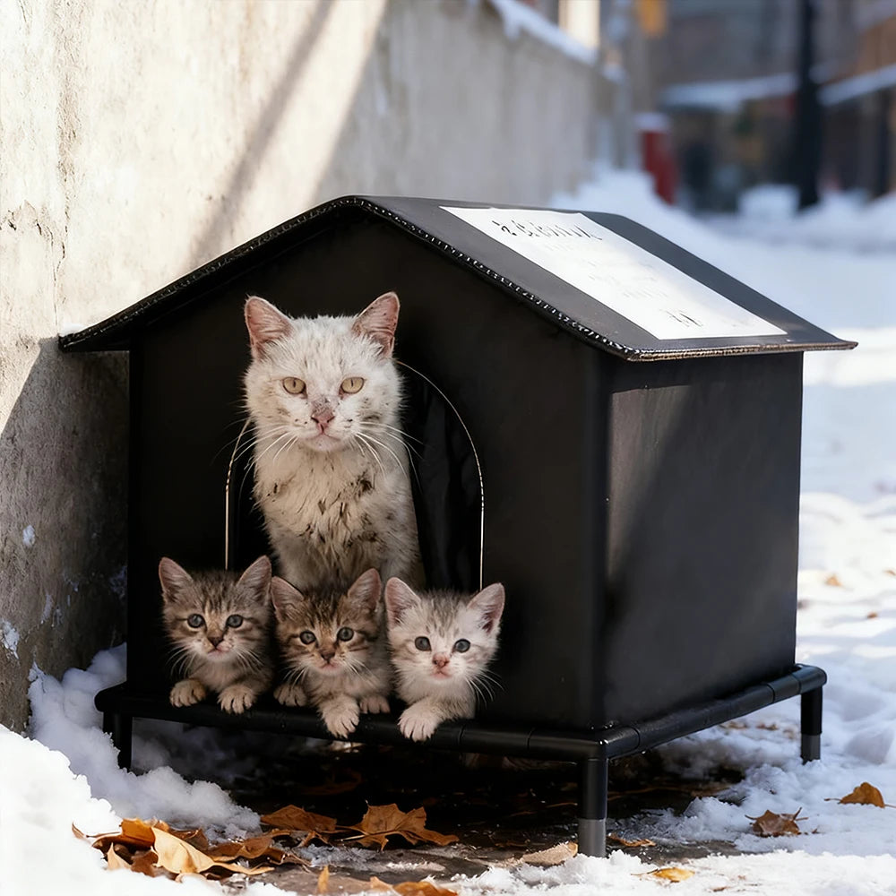 Casa impermeable para gatos con aislamiento y resistente a las condiciones climáticas exteriores