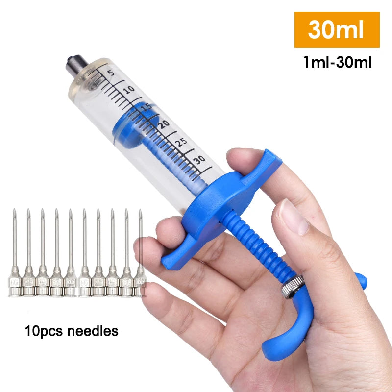 Jeringa veterinaria para animales con aguja de acero inoxidable y capacidad variable