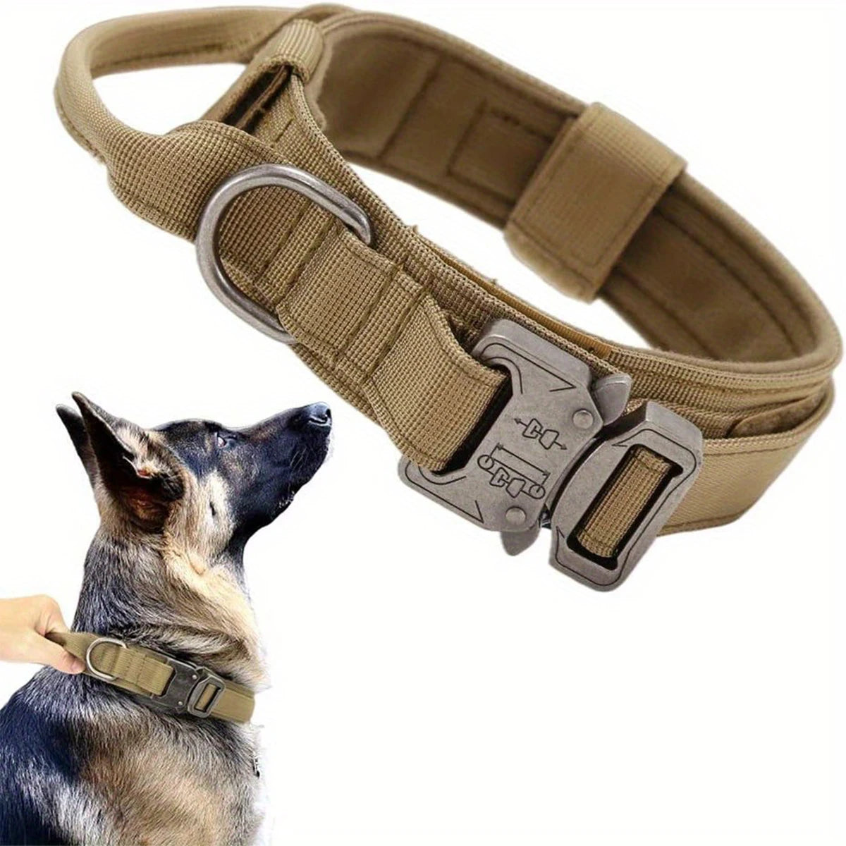 Collar táctico para perros, entrenamiento y senderismo, ajustable y de nylon