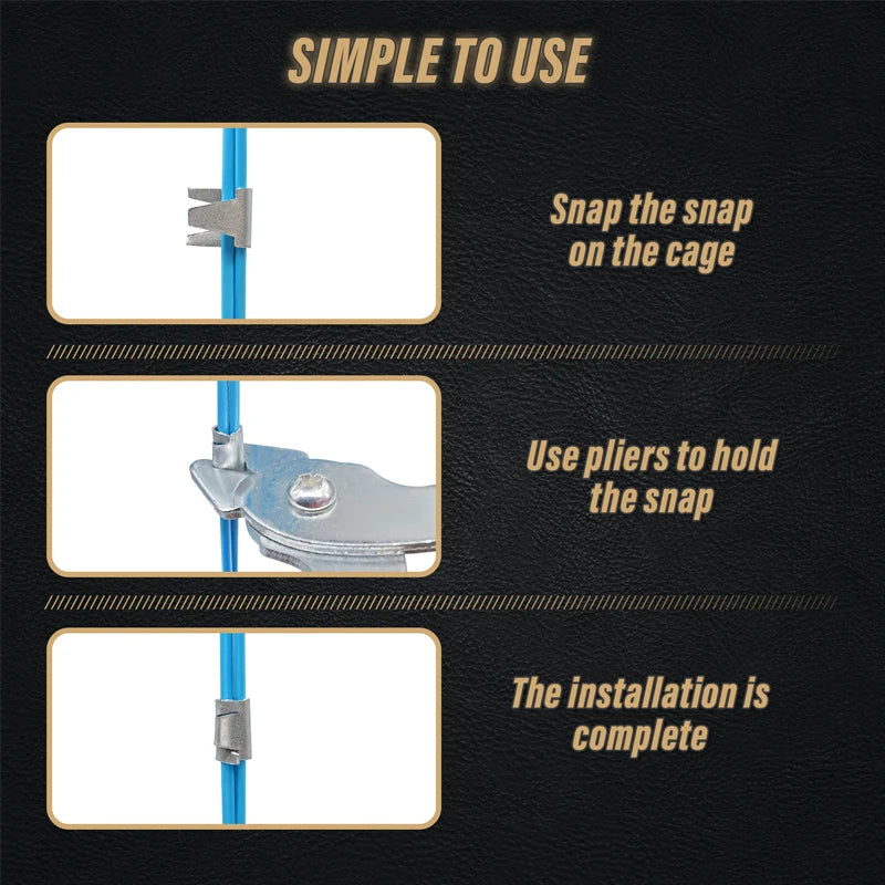 Alicates para instalación de jaulas de aves y clips metálicos para granjas