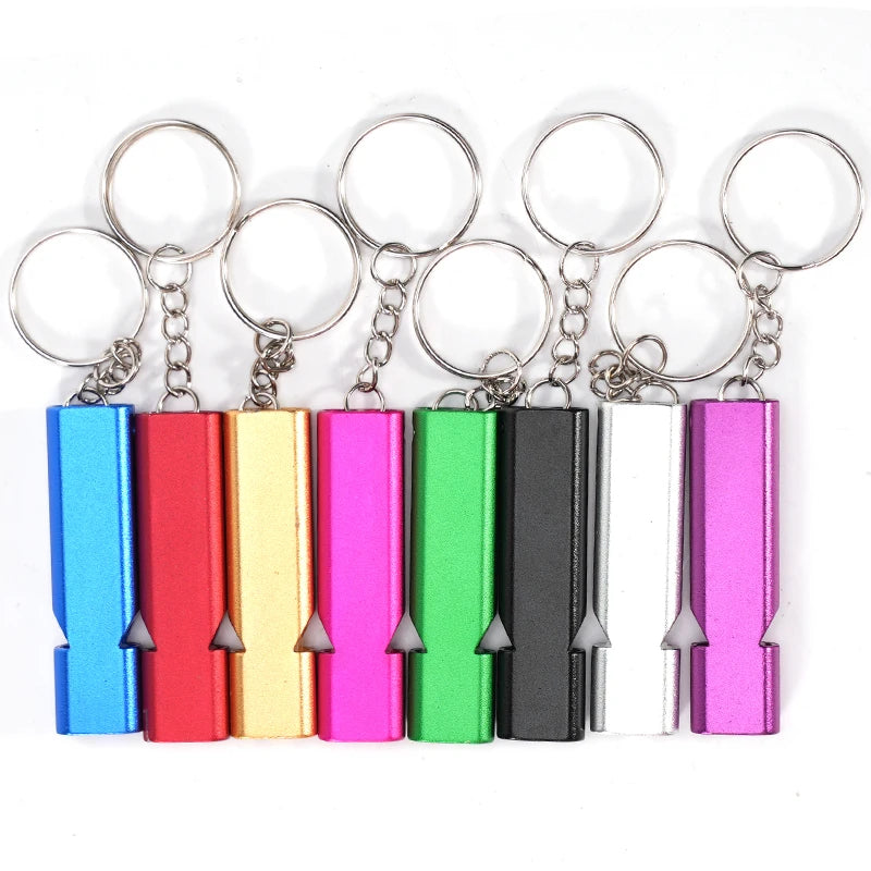 Silbato de entrenamiento para aves en acero inoxidable con acabado antioxidante portátil y llavero de emergencia