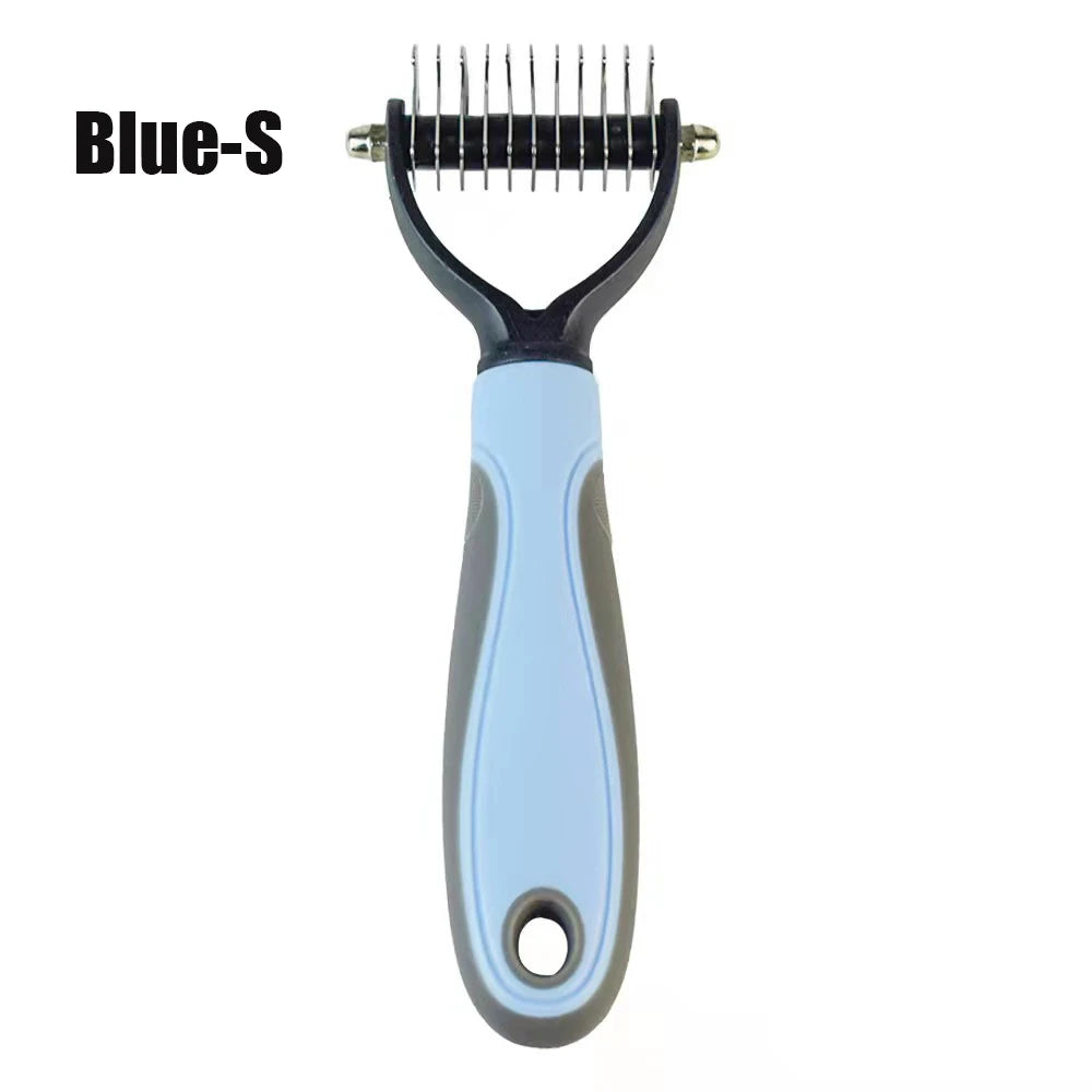 Cepillo Doble Cara para Perros y Gatos - Desenredador y Deshedding, Seguro para la piel, Manejo Ergonómico