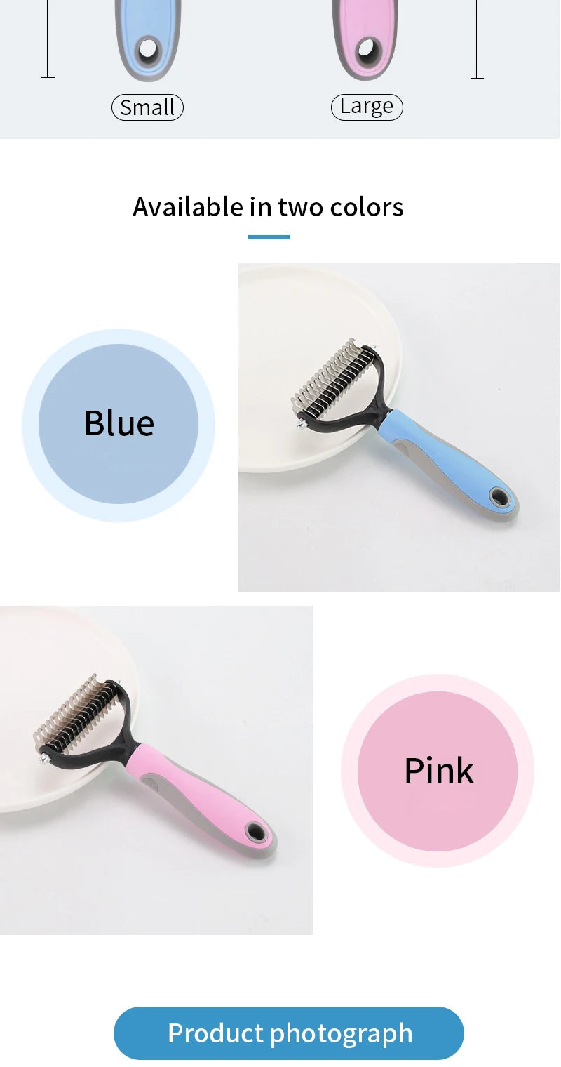 Cepillo Doble Cara para Perros y Gatos - Desenredador y Deshedding, Seguro para la piel, Manejo Ergonómico