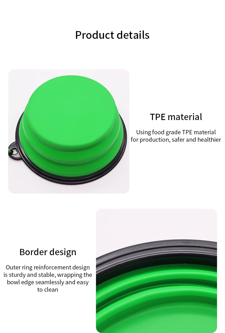 Cuenco Plegable para Perros en Silicona - Duradero, Anticaída y Multiusos