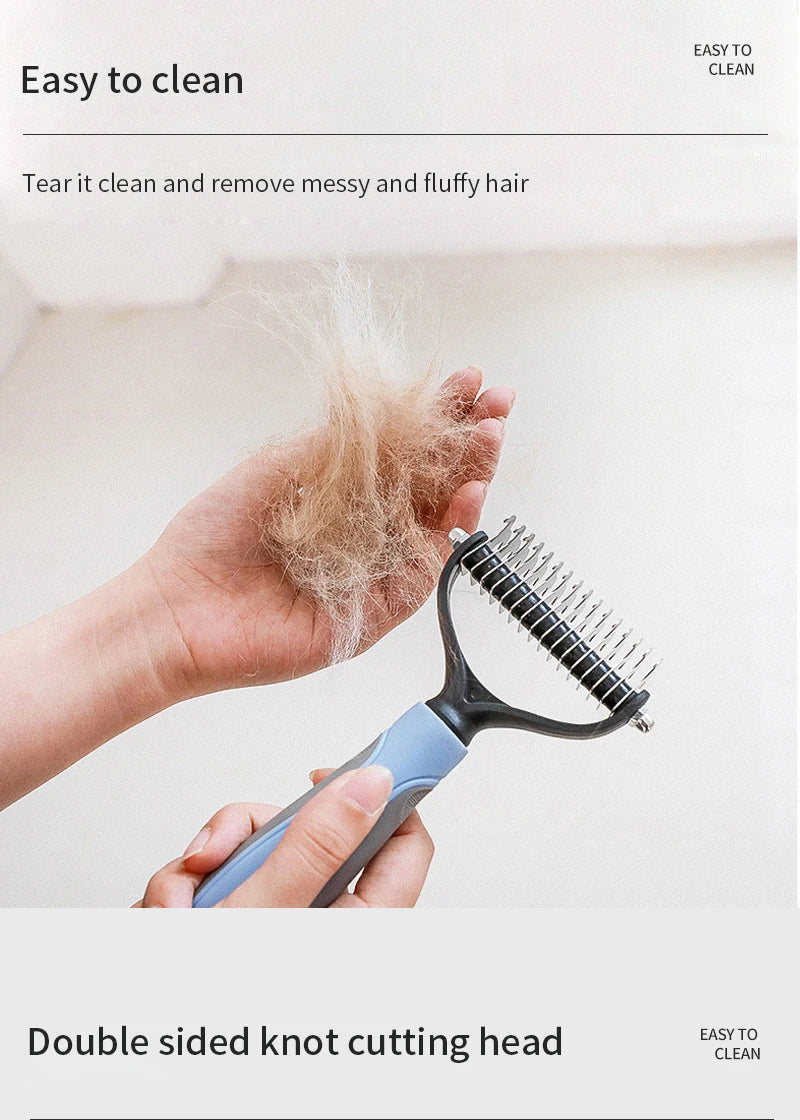 Cepillo Doble Cara para Perros y Gatos - Desenredador y Deshedding, Seguro para la piel, Manejo Ergonómico