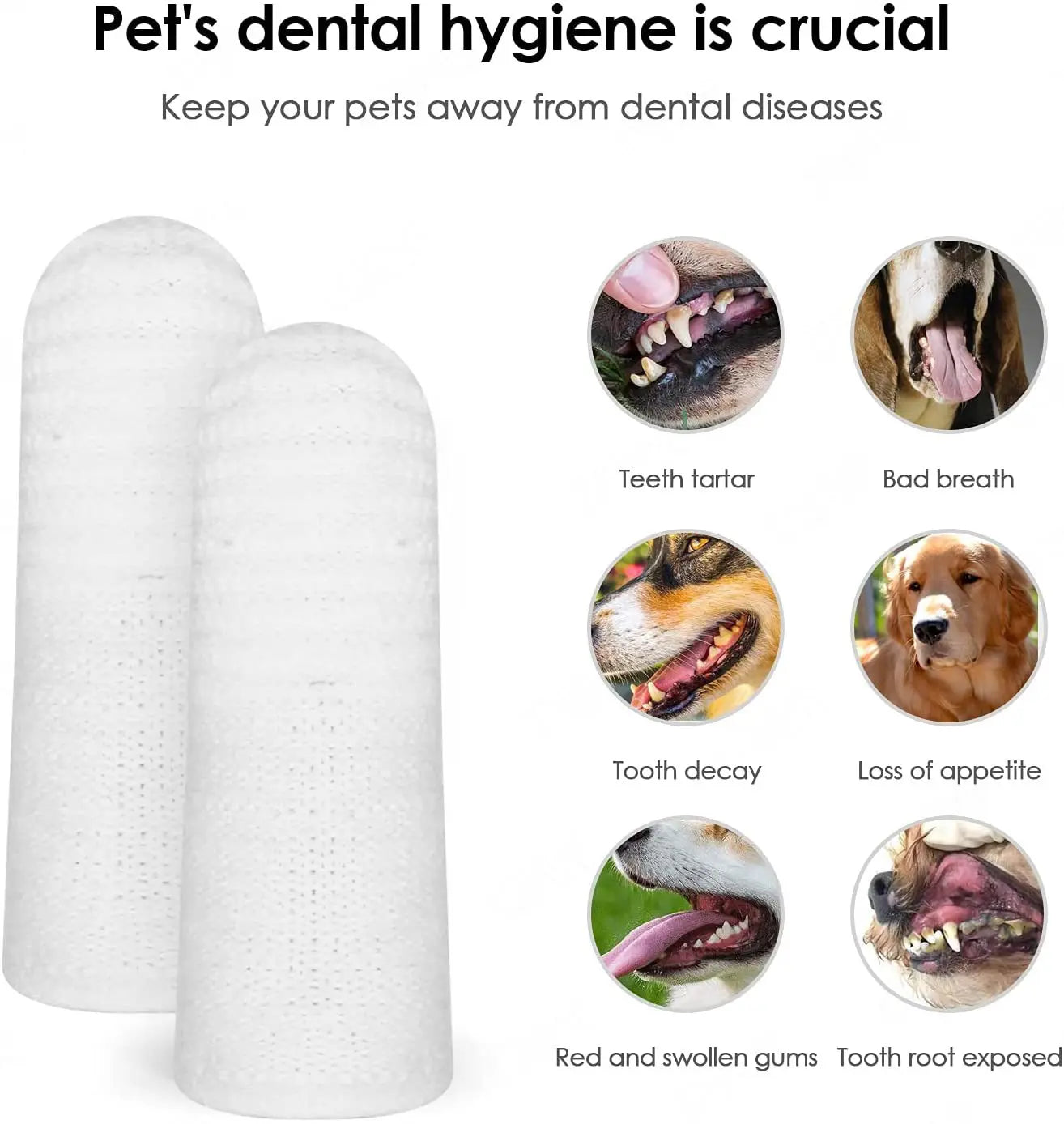 Set de Cepillos de Dedo para la Limpieza Dental de Perros y Gatos