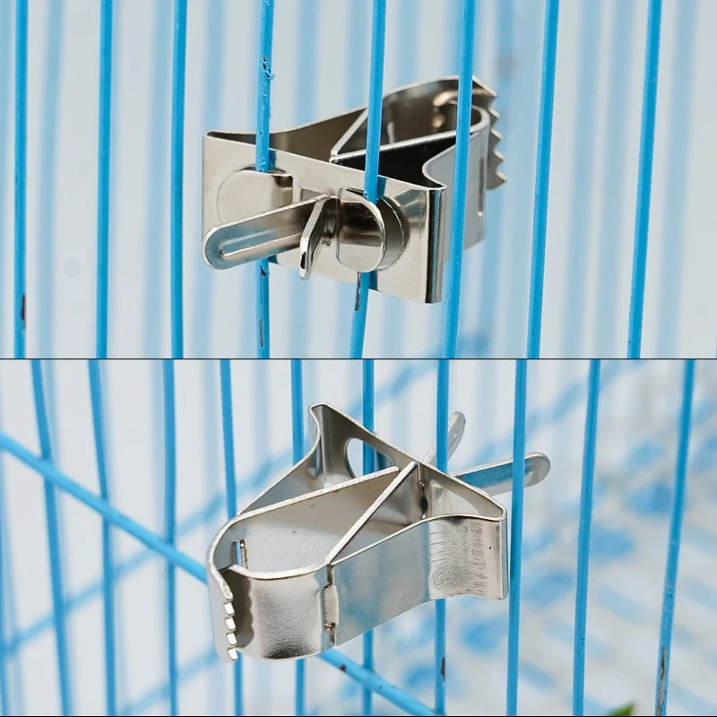 Pinzas de fruta para aves en acero inoxidable y plástico - Kit de clips para alimentación y alimentación segura para loros, aves pequeñas y roedores