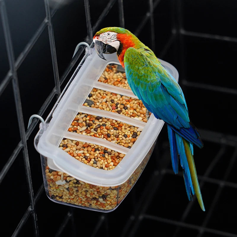 Comedero colgante de plástico para aves con capacidad transparente