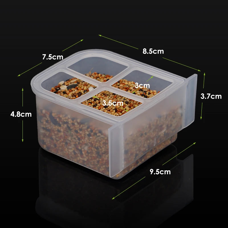 Plato dispensador para jaula de aves en plástico blanco, resistente y fácil de instalar