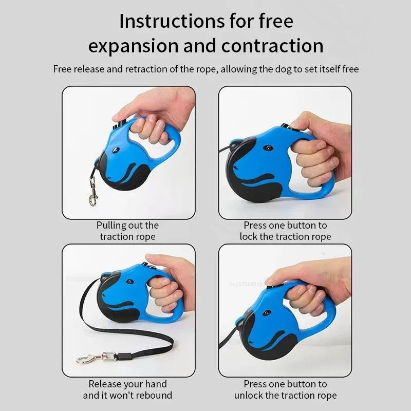Correa Retráctil Personalizada para Perros - 5 y 3 Metros en Múltiples Colores