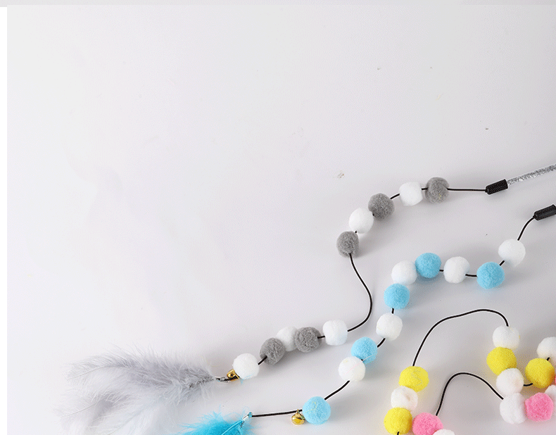 Varita de Plumas con Pompon de Colores Acrílicos para Gatos