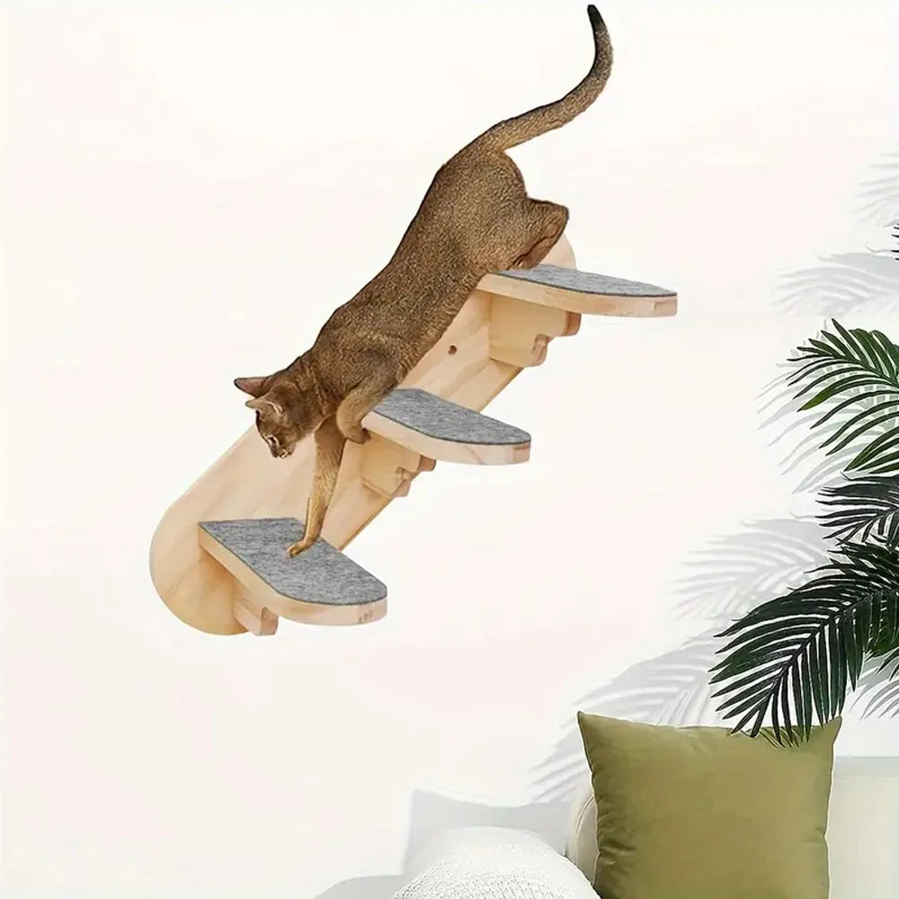 Árbol para gatos de madera de tres niveles con estabilidad y espacio para ejercicio