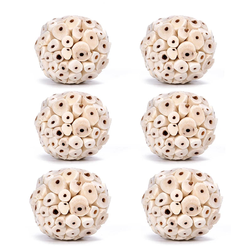 Pelota para roedores y aves, juguete natural de madera para masticar y jugar