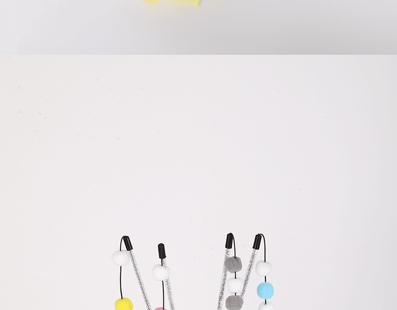 Varita de Plumas con Pompon de Colores Acrílicos para Gatos