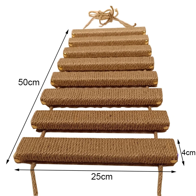 Escalera de araña para gatos de madera con cuerda de sisal y montaje en pared o techo