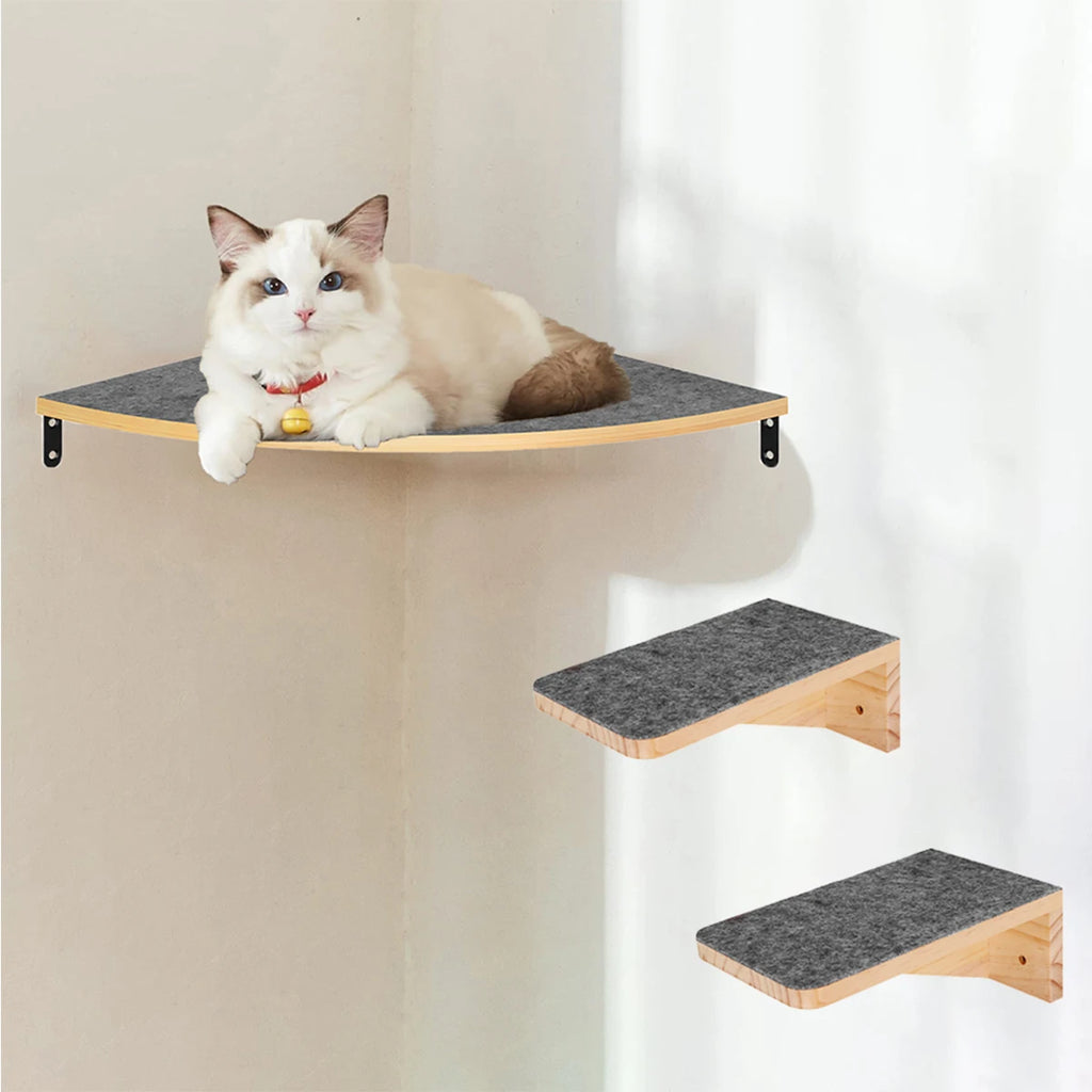 Árbol para gatos de madera con varias plataformas y escalones