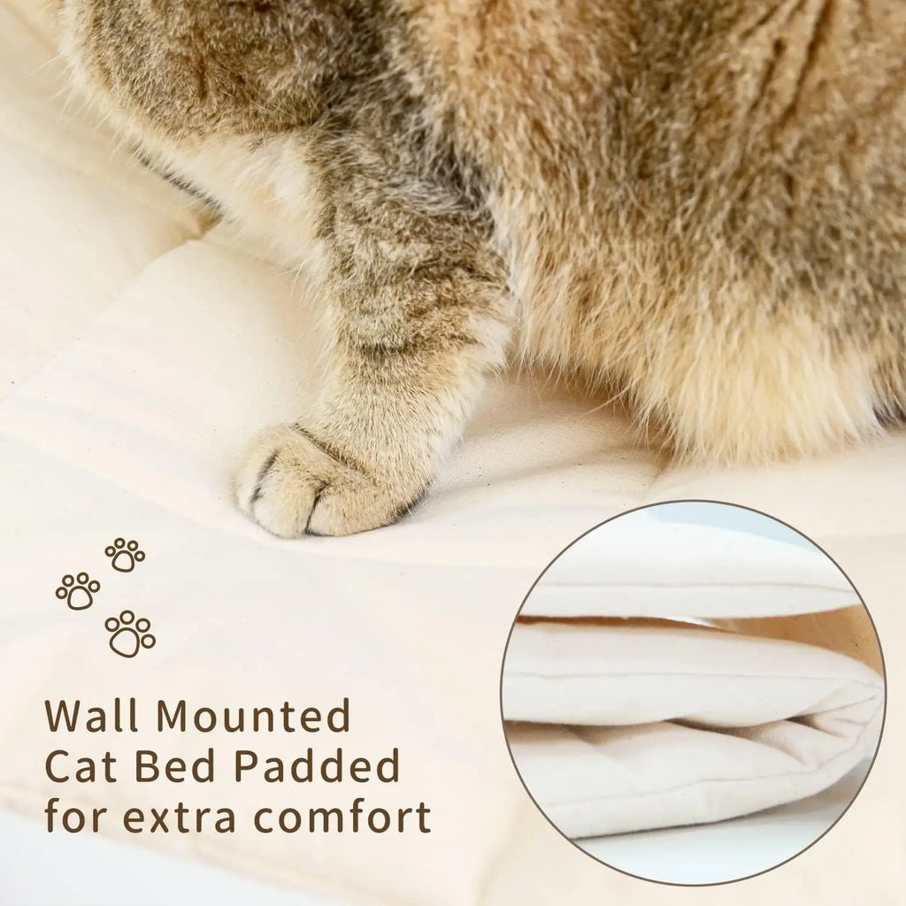 Cama de colgante para gatos con soporte de madera para descansar y observar