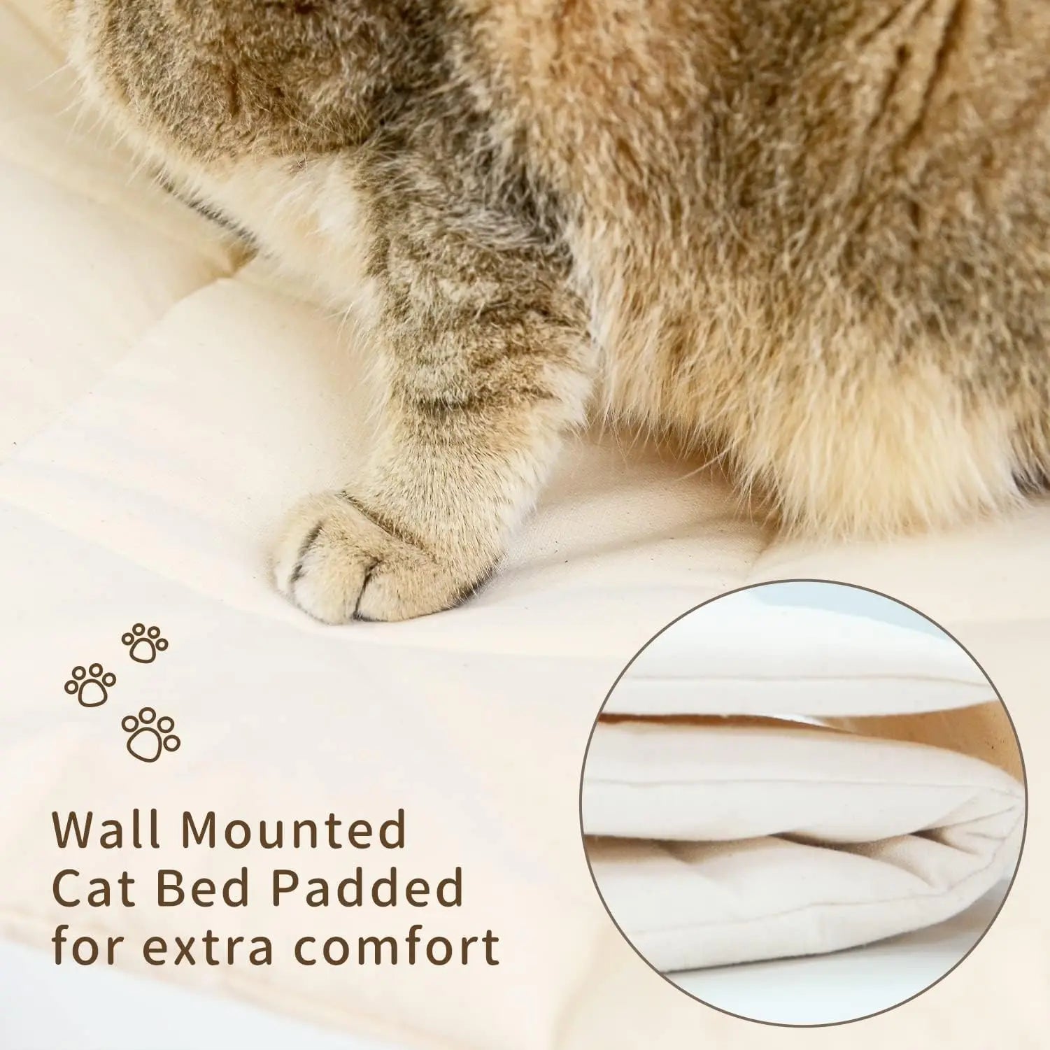 Cama de colgante para gatos con soporte de madera para descansar y observar