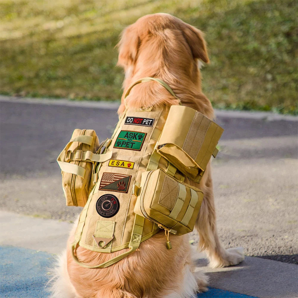 Arnés táctico para perros con bolsillos y ajuste ajustable